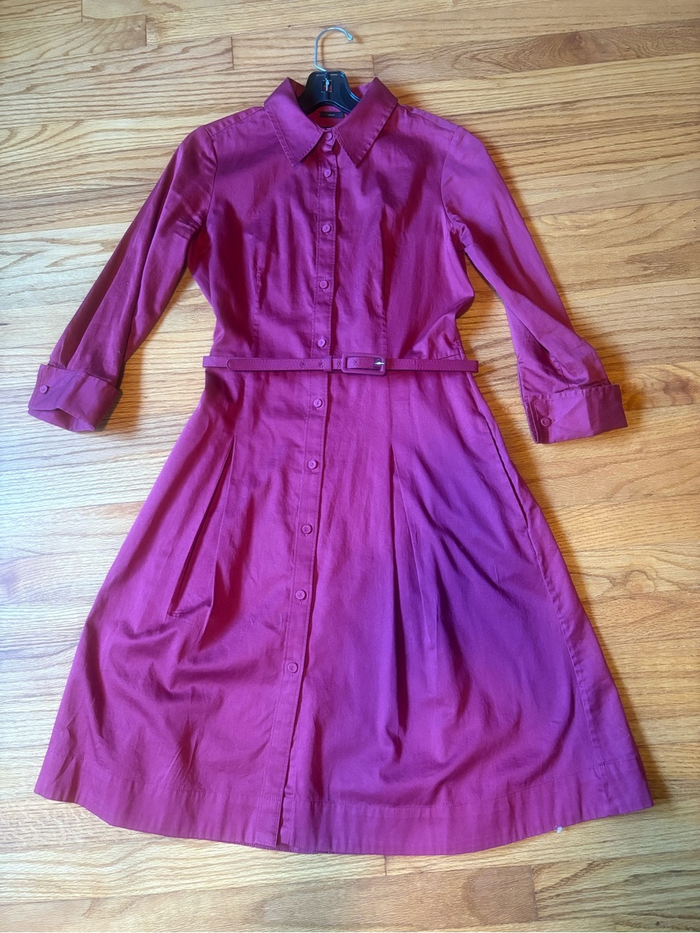 Talbots 6p Women's Button-Front Shirtdress in Burgundy